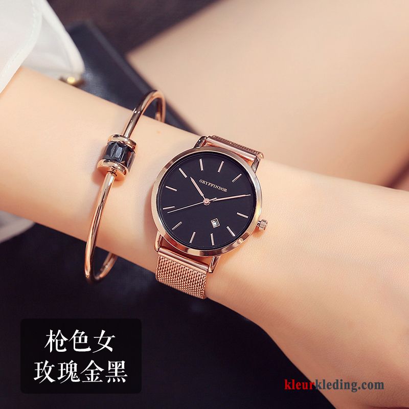 2019 Elegante Lovers Dames Student Waterdicht Horloge Trend Gouden