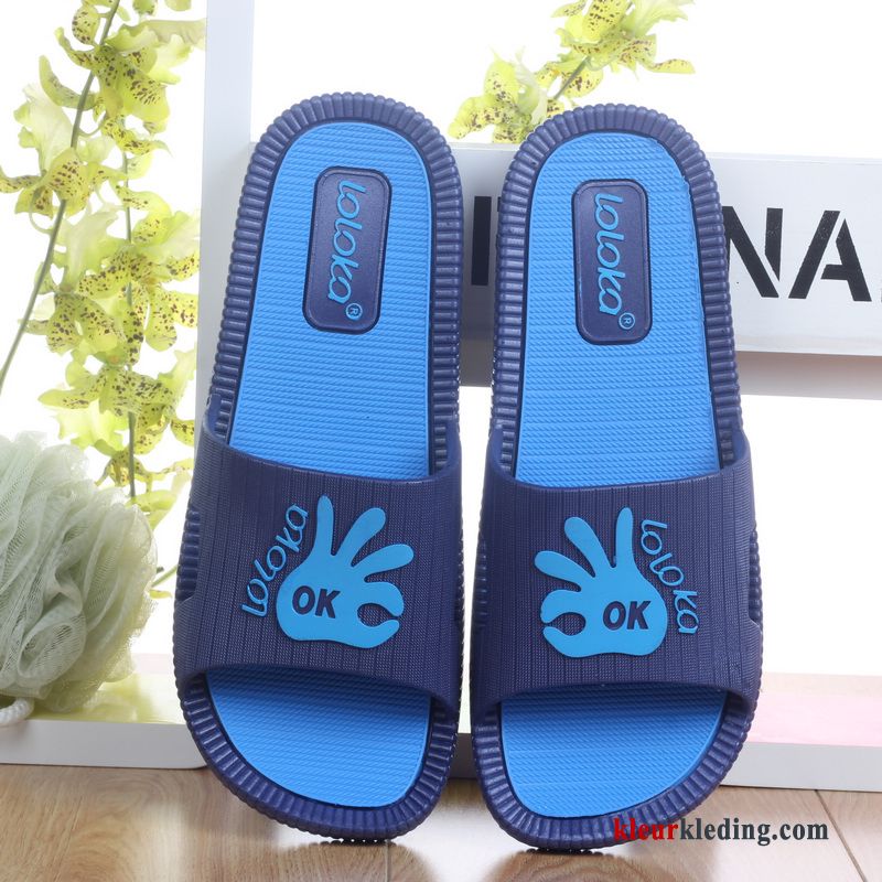 Antislip Lovers Pantoffels Mannen Vrouwen Dikke Zool Zomer Slippers Heren Blauw