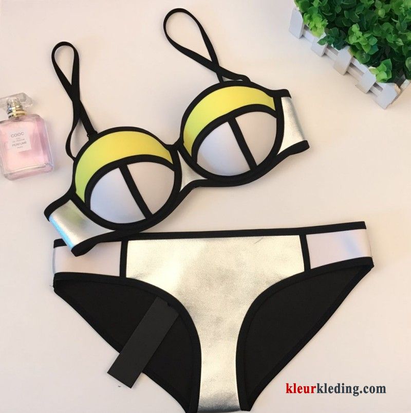 Bikini Staal Spleet Groot Warmwaterbronnen Nieuwe Kleur Mini Dun Dames Fluorescentie