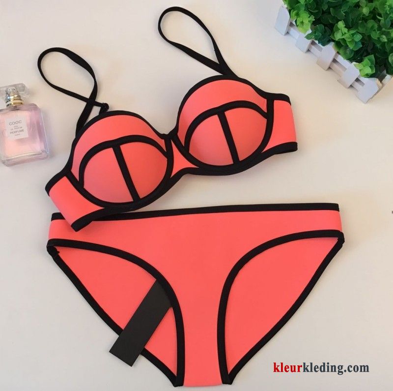 Bikini Staal Spleet Groot Warmwaterbronnen Nieuwe Kleur Mini Dun Dames Fluorescentie