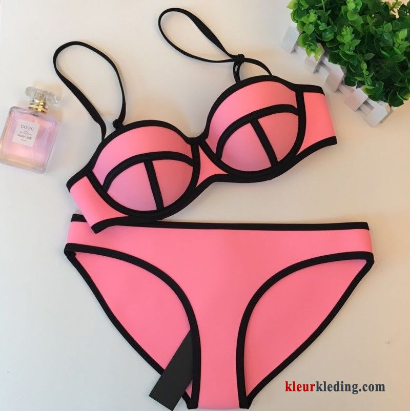 Bikini Staal Spleet Groot Warmwaterbronnen Nieuwe Kleur Mini Dun Dames Fluorescentie