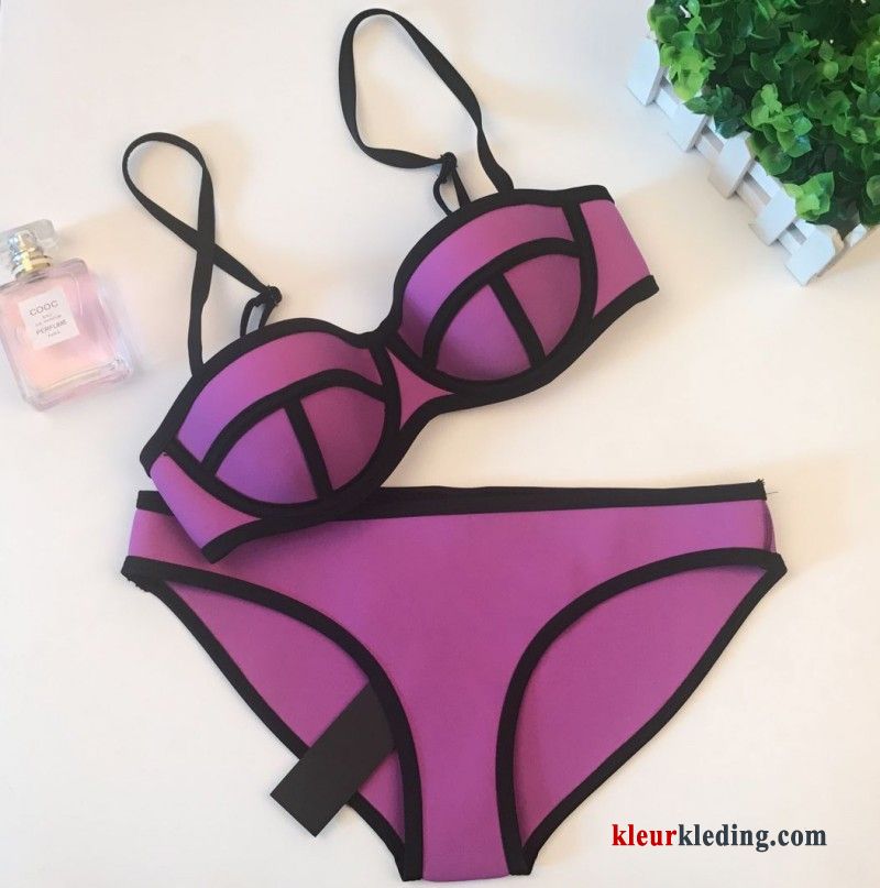 Bikini Staal Spleet Groot Warmwaterbronnen Nieuwe Kleur Mini Dun Dames Fluorescentie