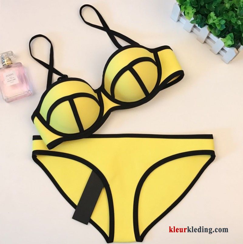 Bikini Staal Spleet Groot Warmwaterbronnen Nieuwe Kleur Mini Dun Dames Fluorescentie