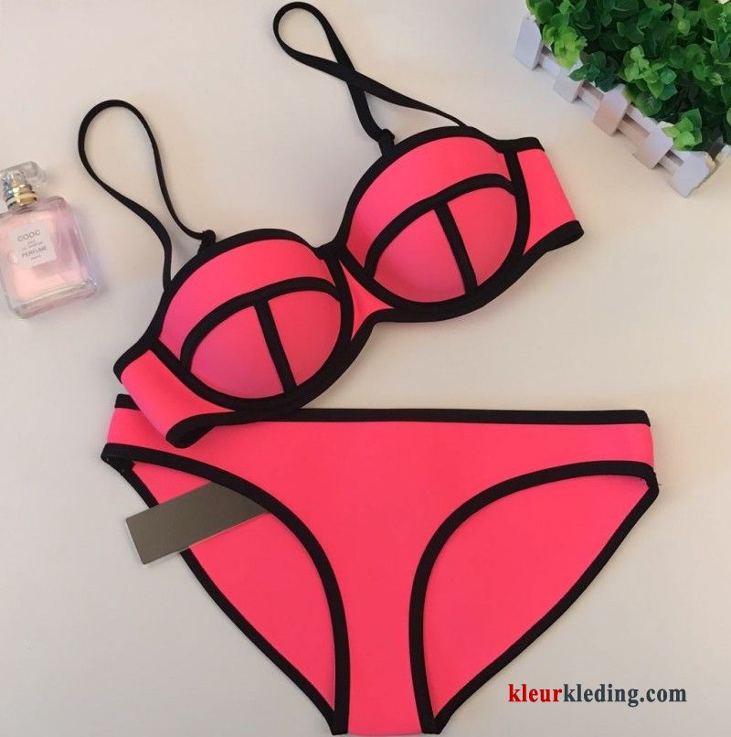 Bikini Staal Spleet Groot Warmwaterbronnen Nieuwe Kleur Mini Dun Dames Fluorescentie