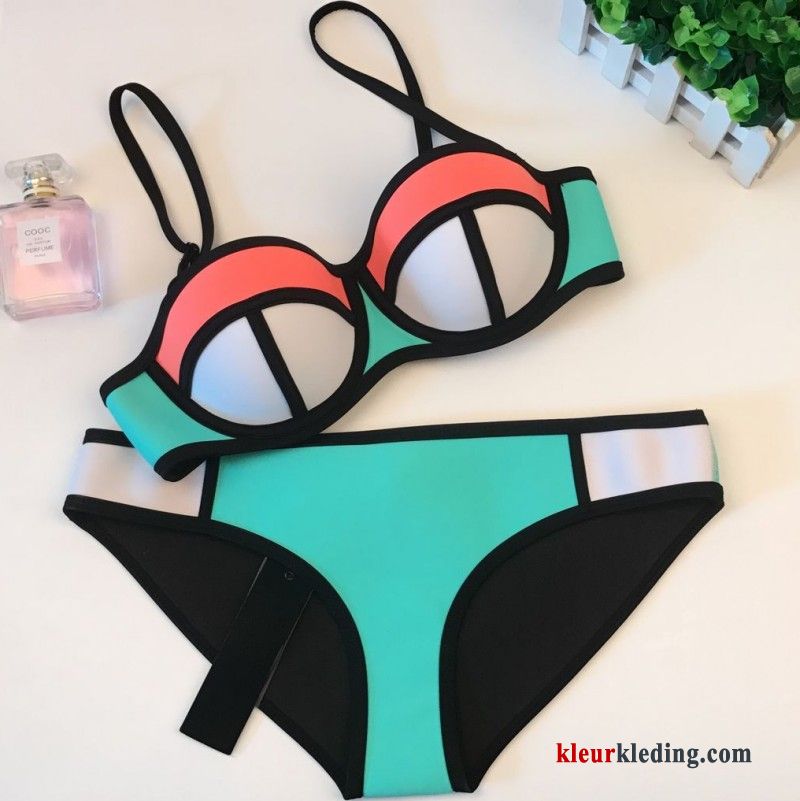 Bikini Staal Spleet Groot Warmwaterbronnen Nieuwe Kleur Mini Dun Dames Fluorescentie