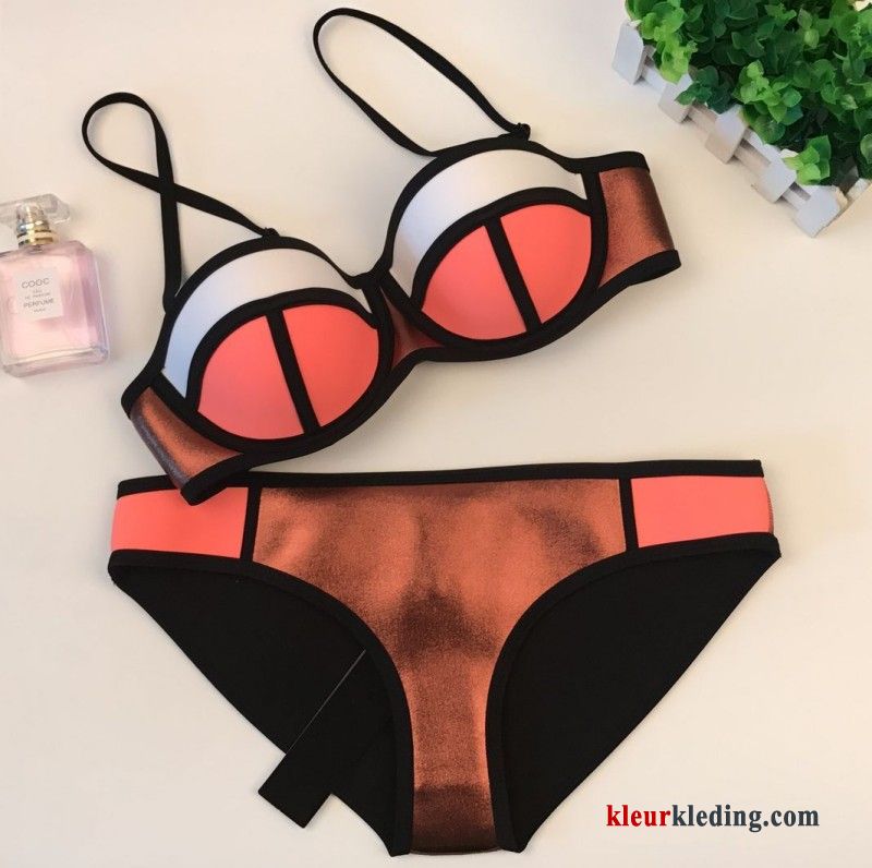 Bikini Staal Spleet Groot Warmwaterbronnen Nieuwe Kleur Mini Dun Dames Fluorescentie