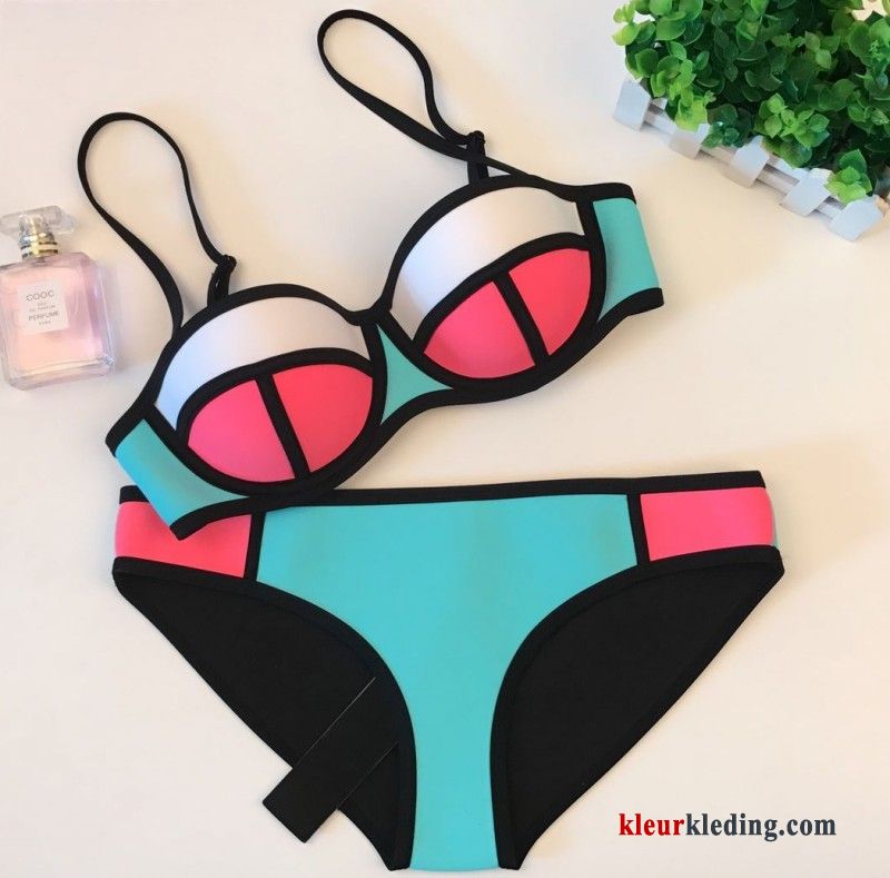 Bikini Staal Spleet Groot Warmwaterbronnen Nieuwe Kleur Mini Dun Dames Fluorescentie