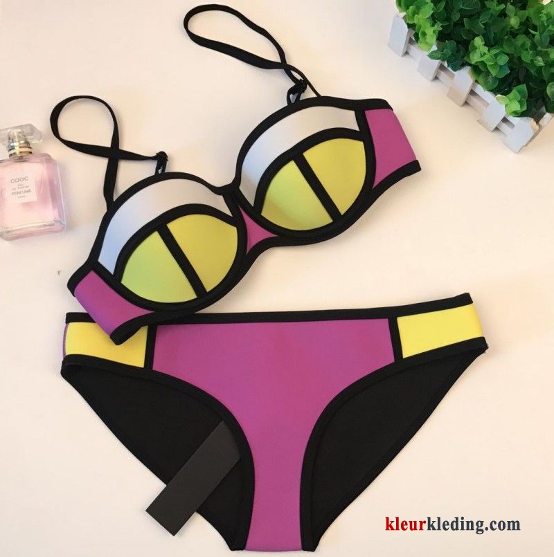 Bikini Staal Spleet Groot Warmwaterbronnen Nieuwe Kleur Mini Dun Dames Fluorescentie