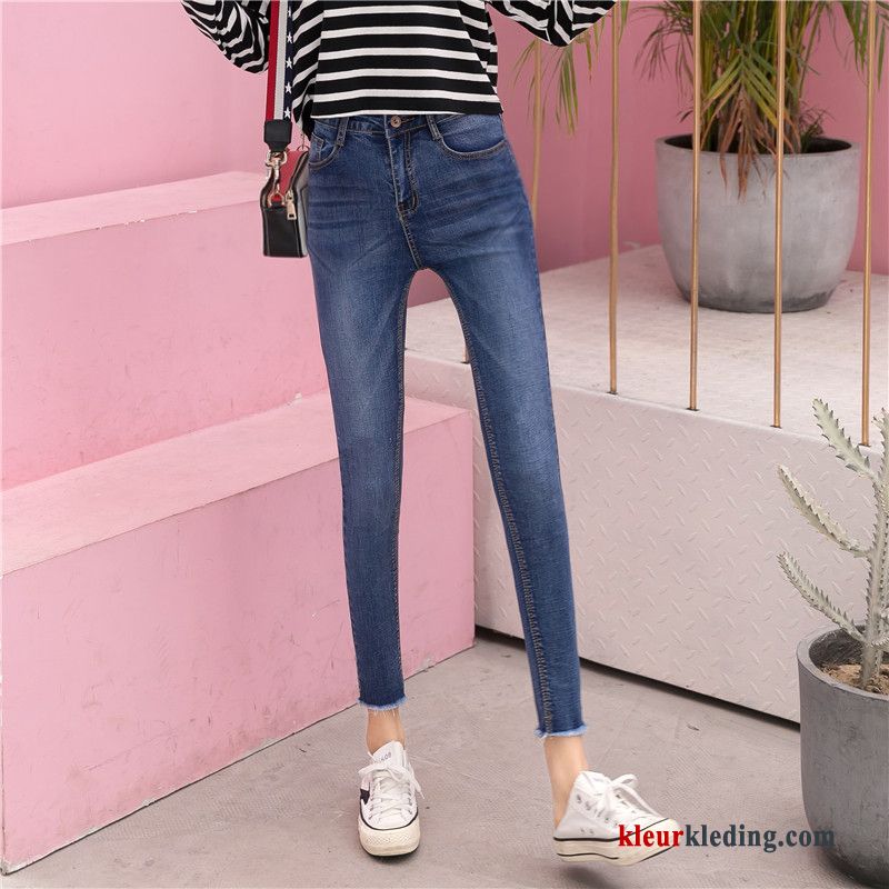 Blauw Potlood Broek Nieuw Hoge Taille Elastiek Herfst Skinny Spijkerbroek Jeans Dames