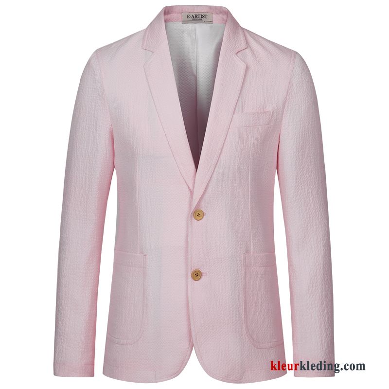 Blazer 2018 Pak Jas Slim Fit Dun Heren Roze Nieuw