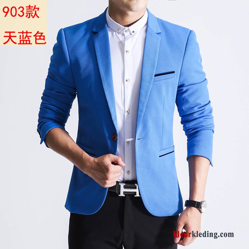 Blazer Blauw Werk Heren Casual Pak Jasje Bedrijf Mooi Trend