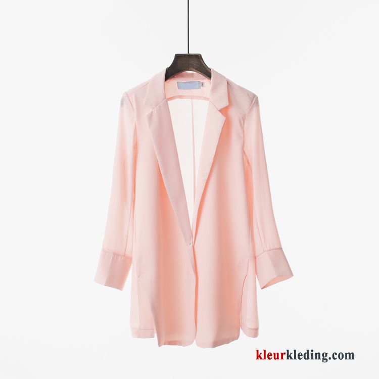 Blazer Chiffon Zonbeschermingskleding Losse Voorjaar Dames Lang Cardigan Nieuw