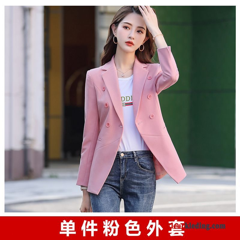 Blazer Dames Pak Geel Voorjaar Jas Rood Mini Trend