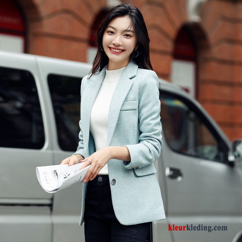 Blazer Dikke Elegante Dames Nieuw Groen Casual Voorjaar Pak Jasje