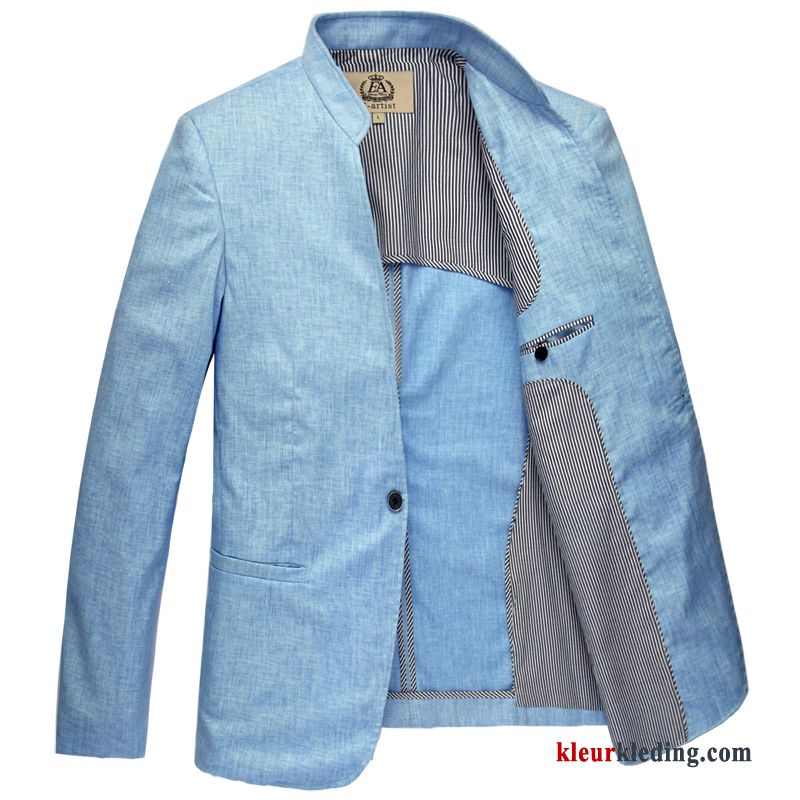 Blazer Een Knopen Zomer Pak Dun Grijs Casual Grote Maten Heren