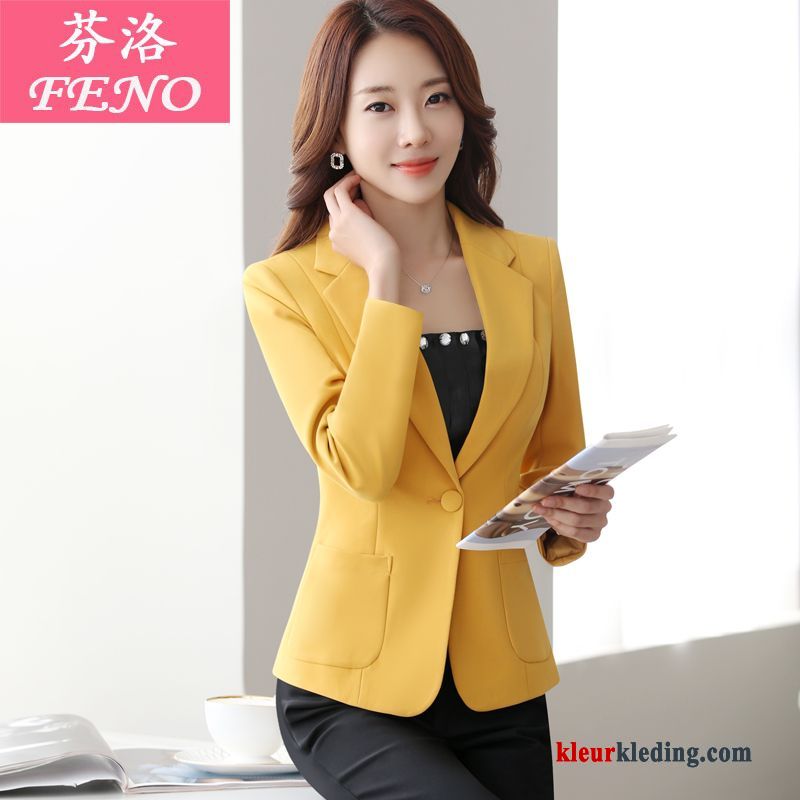 Blazer Kort Pak Jasje Lange Mouwen Mini Voorjaar Strakke Dames Casual