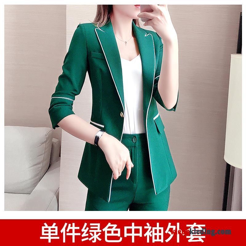 Blazer Pak Elegante Voorjaar Dames Zomer Pak Jasje Mode Groen