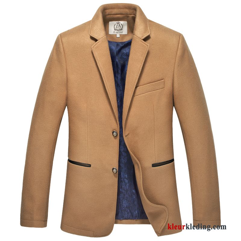 Blazer Wol Mannelijk Slim Fit Casual Jas Heren Pak Grote Maten Bruine