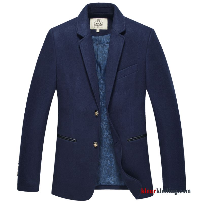 Blazer Wol Mannelijk Slim Fit Casual Jas Heren Pak Grote Maten Bruine