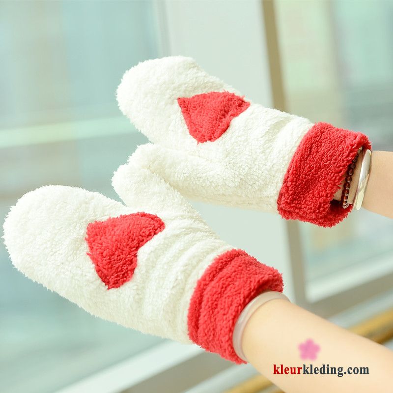 Blijf Warm Handschoen Schattig Dames Verdikken Pluche Liefde Winter