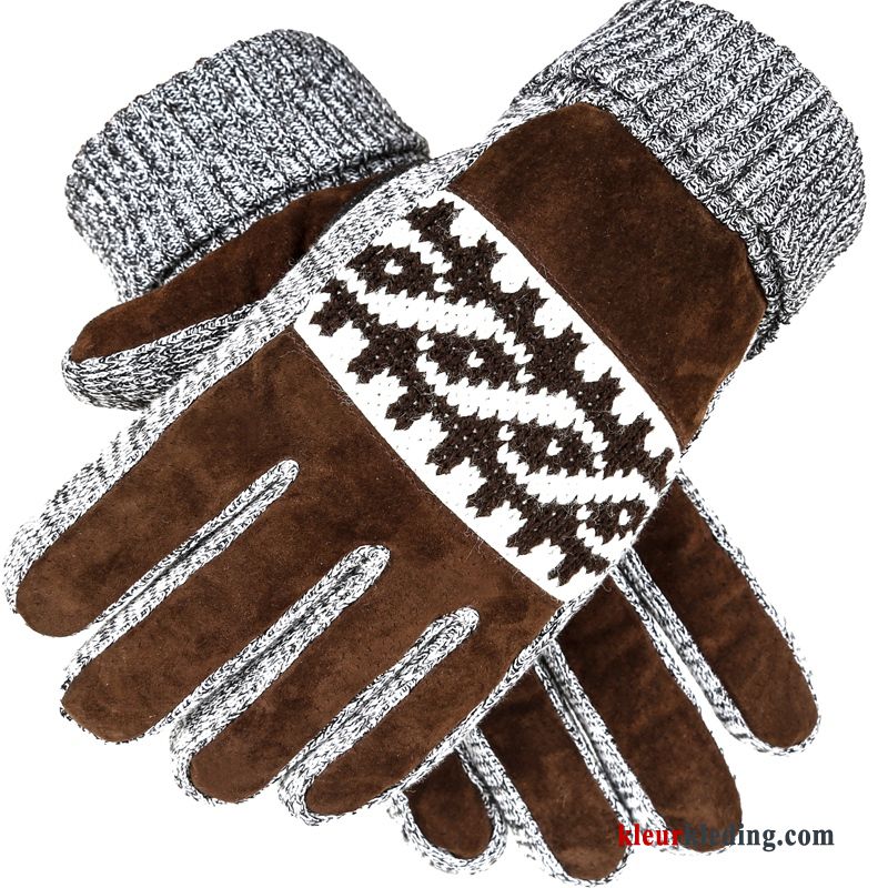 Blijf Warm Touchscreen Handschoen Heren Pluche Winter Bruin Koude