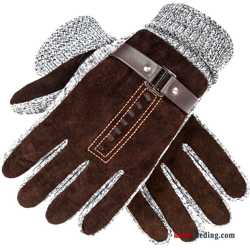 Blijf Warm Touchscreen Handschoen Heren Pluche Winter Bruin Koude