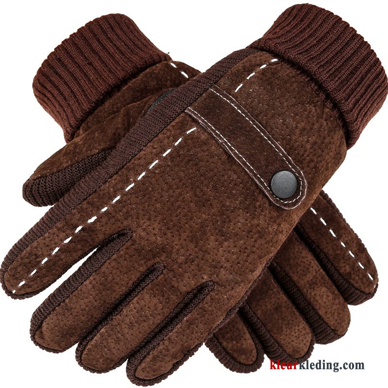 Blijf Warm Touchscreen Handschoen Heren Pluche Winter Bruin Koude