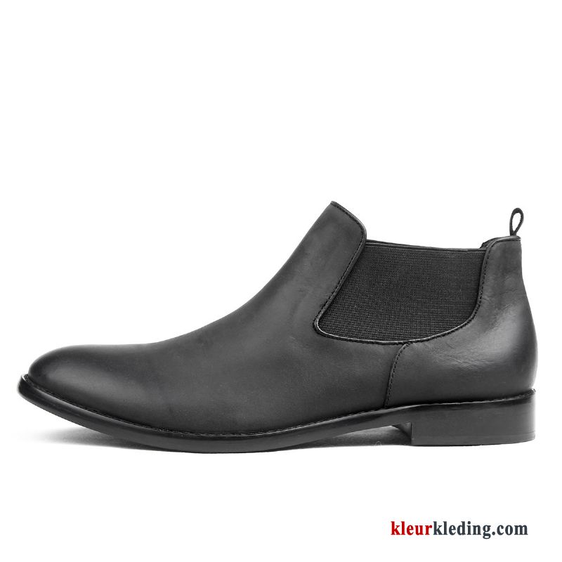 Brits Mode Slip On Schoenen Trend Korte Laarzen Vintage Casual Heren Zwart