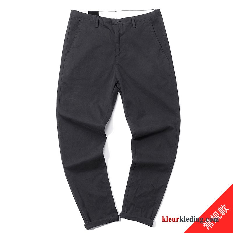 Broek Heren Grijs Slim Fit Origineel Rechtdoor Trendy Merk Mini Diepe Kleur