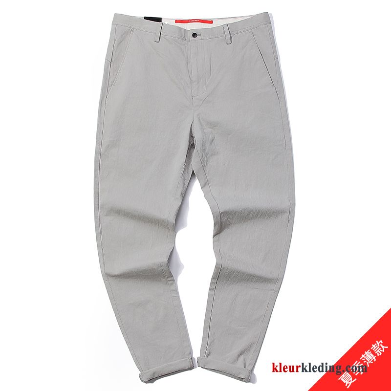 Broek Heren Grijs Slim Fit Origineel Rechtdoor Trendy Merk Mini Diepe Kleur