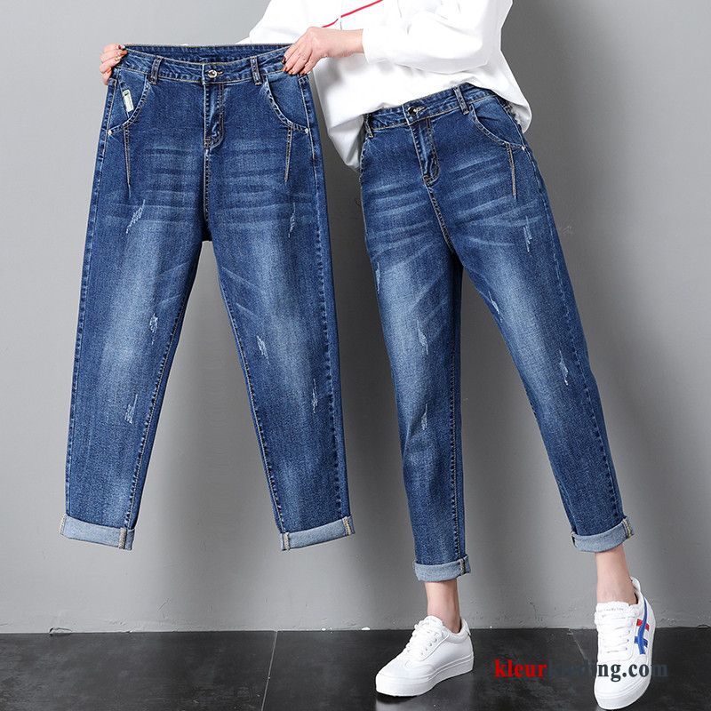 Broek Losse Spijkerbroek Jeans Dames Dunne Blauw Nieuw Licht