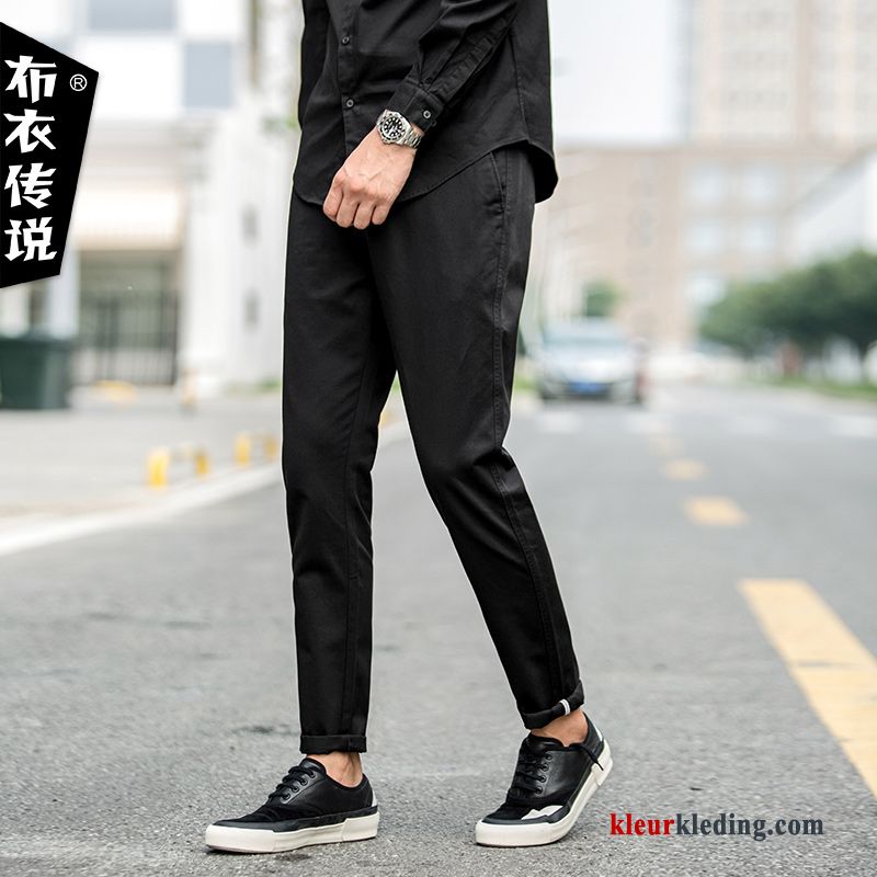Broek Mini Jeugd Zwart Katoen Slim Fit Trend Lange Heren