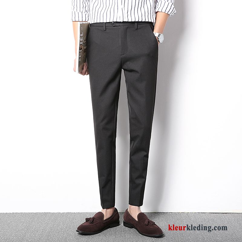 Broek Slim Fit Casual Heren Brits Zwart Mini Grijs Pak