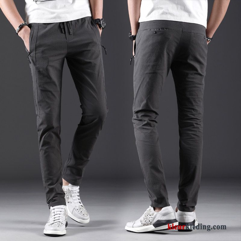 Broek Zomer Trend Slim Fit Dun Mini Zwart Super Ademende Heren