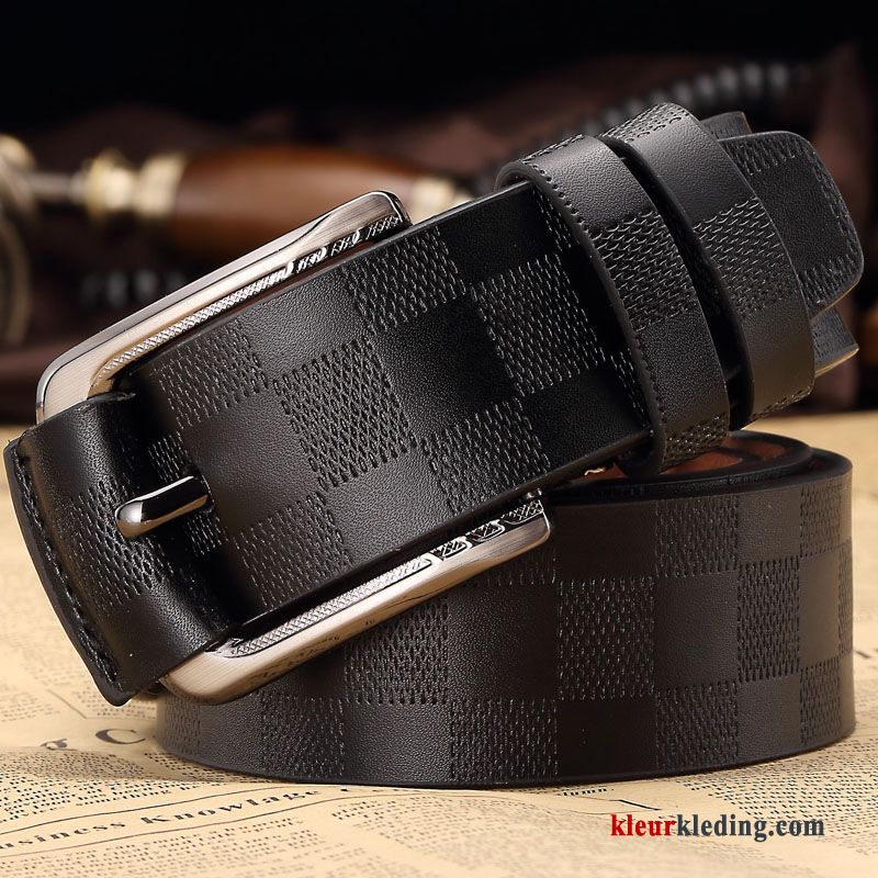 Business Echt Leer Riem Veiligheidsspeld Bruin Eenvoudig Trend Casual Heren