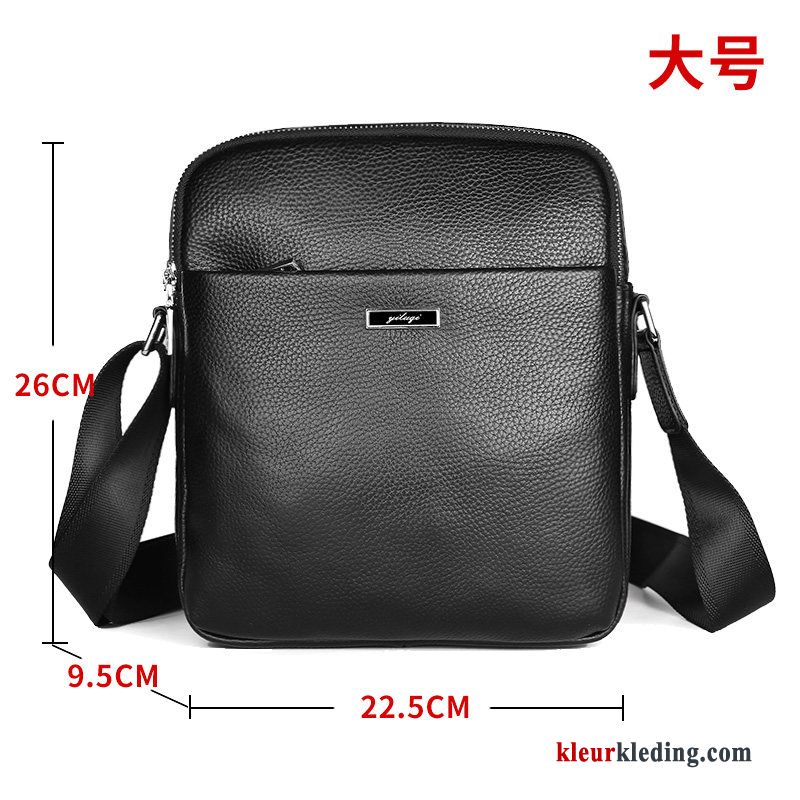 Business Schoudertas Echt Leer Mini Casual Messenger Tas Heren Rugzak Zwart