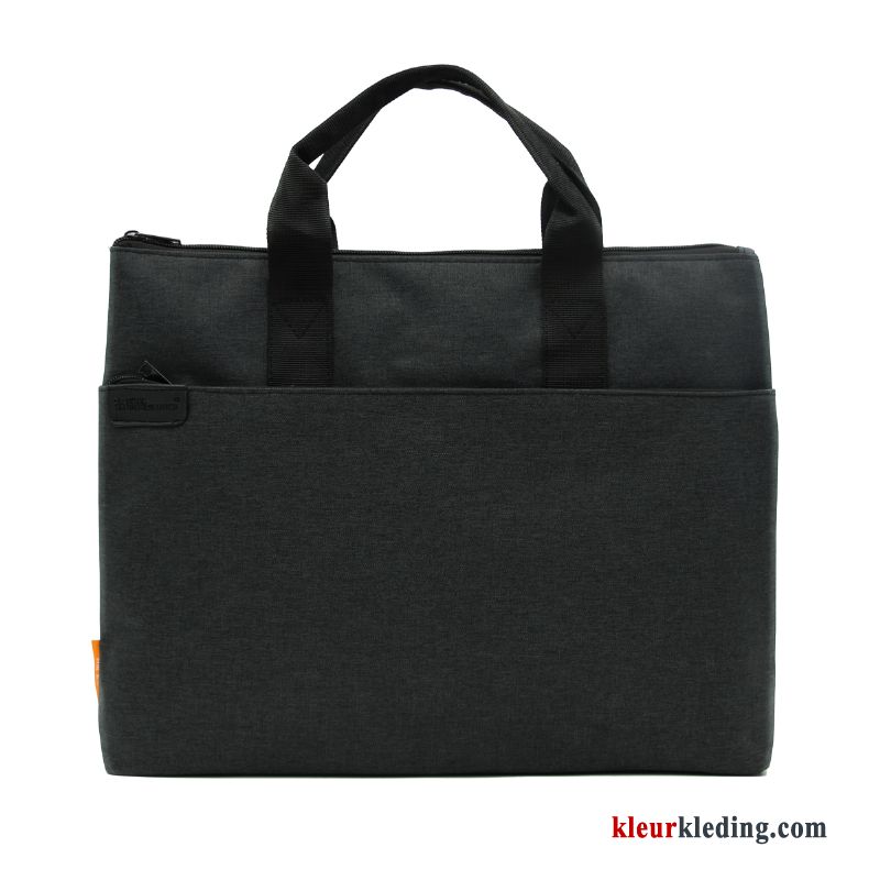 Canvas Aktetas Heren Dames Business Handtas Blauw