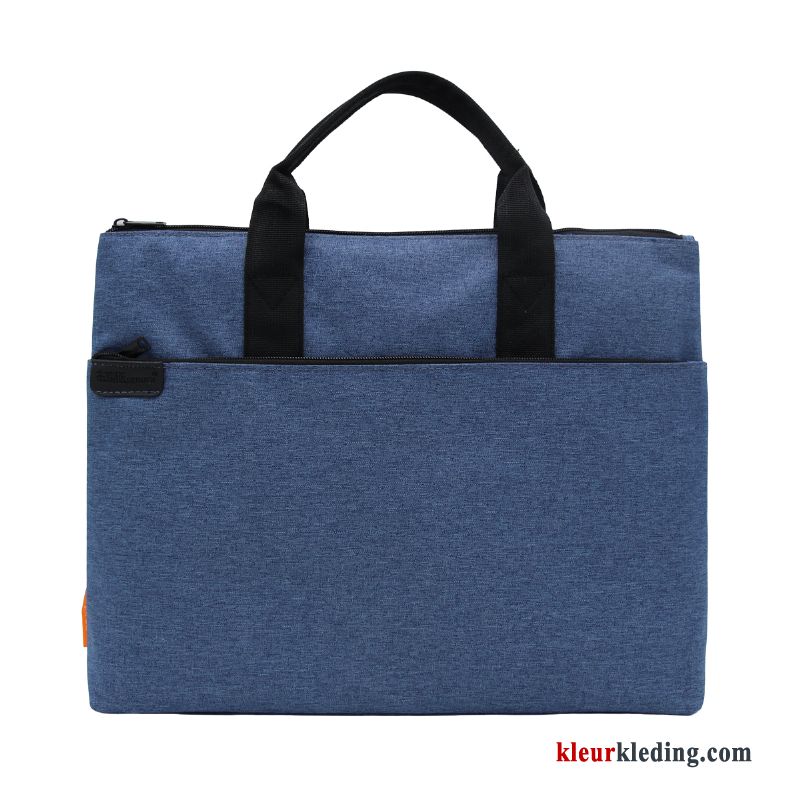 Canvas Aktetas Heren Dames Business Handtas Blauw