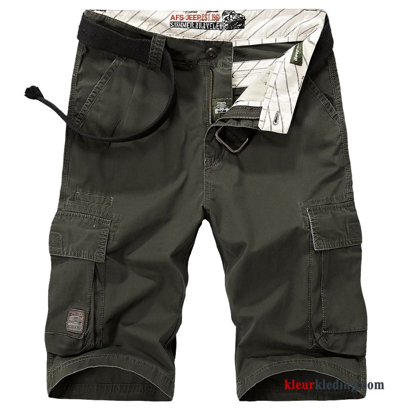 Capri Broek Casual Cargo Korte Broek Zomer Heren Sport Groen