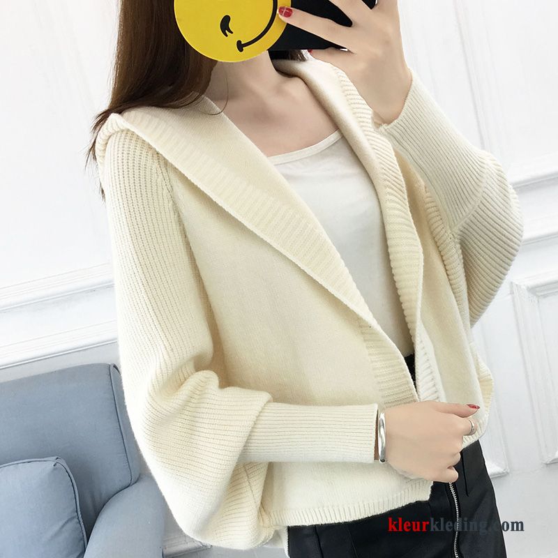 Cardigan Trui Kort Jas Herfst Dames Trend Khaki Mouw