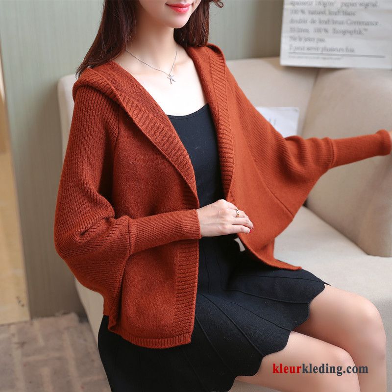 Cardigan Trui Kort Jas Herfst Dames Trend Khaki Mouw