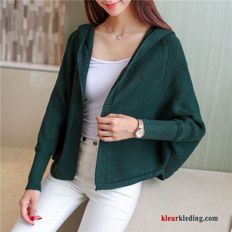 Cardigan Trui Kort Jas Herfst Dames Trend Khaki Mouw