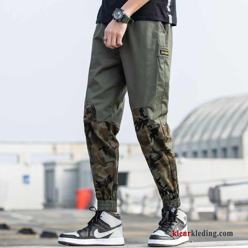 Cargo Broek Camouflage Losse Dunne Grijs Zomer Trendy Merk Heren Casual Broek