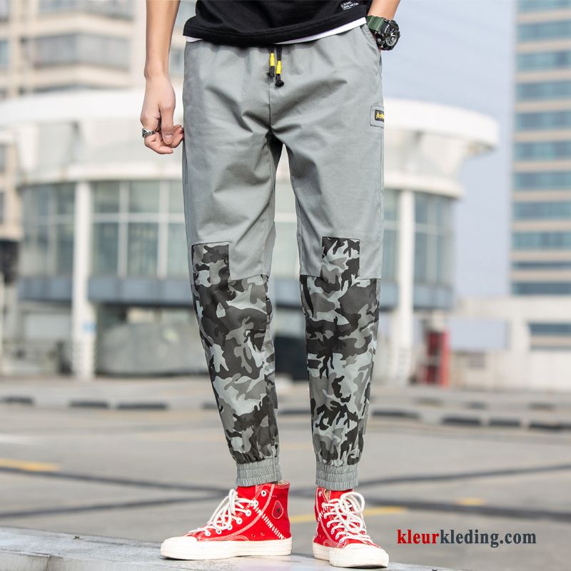 Cargo Broek Camouflage Losse Dunne Grijs Zomer Trendy Merk Heren Casual Broek