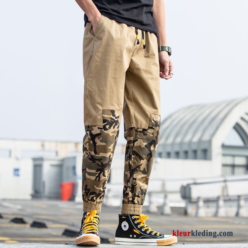 Cargo Broek Camouflage Losse Dunne Grijs Zomer Trendy Merk Heren Casual Broek