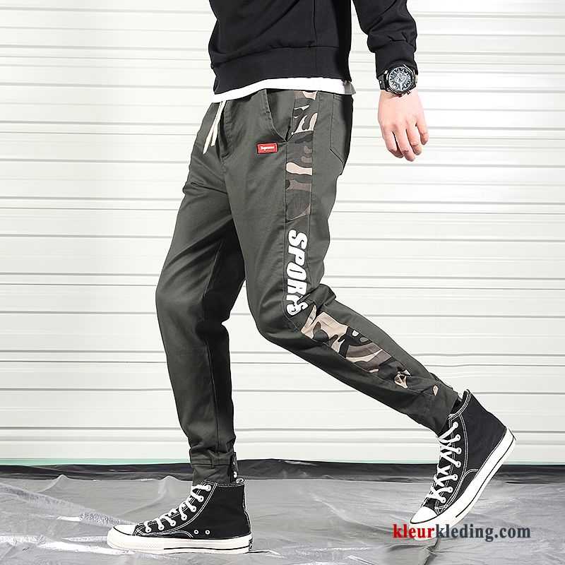 Cargo Broek Camouflage Losse Dunne Grijs Zomer Trendy Merk Heren Casual Broek