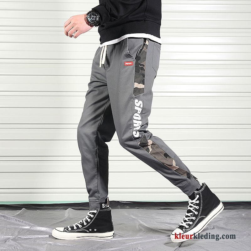 Cargo Broek Camouflage Losse Dunne Grijs Zomer Trendy Merk Heren Casual Broek