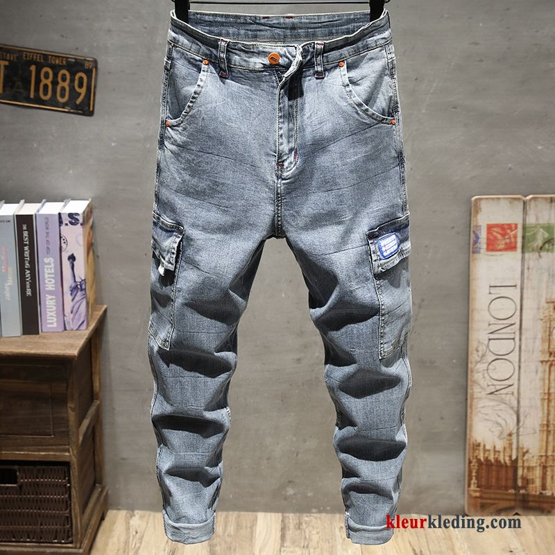 Cargo Broek Cargo Trendy Merk Zomer Licht Grijs Spijkerbroek Jeans Meer Zakken Heren