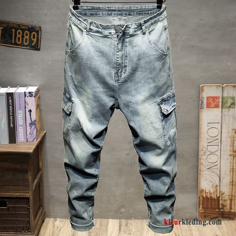 Cargo Broek Cargo Trendy Merk Zomer Licht Grijs Spijkerbroek Jeans Meer Zakken Heren