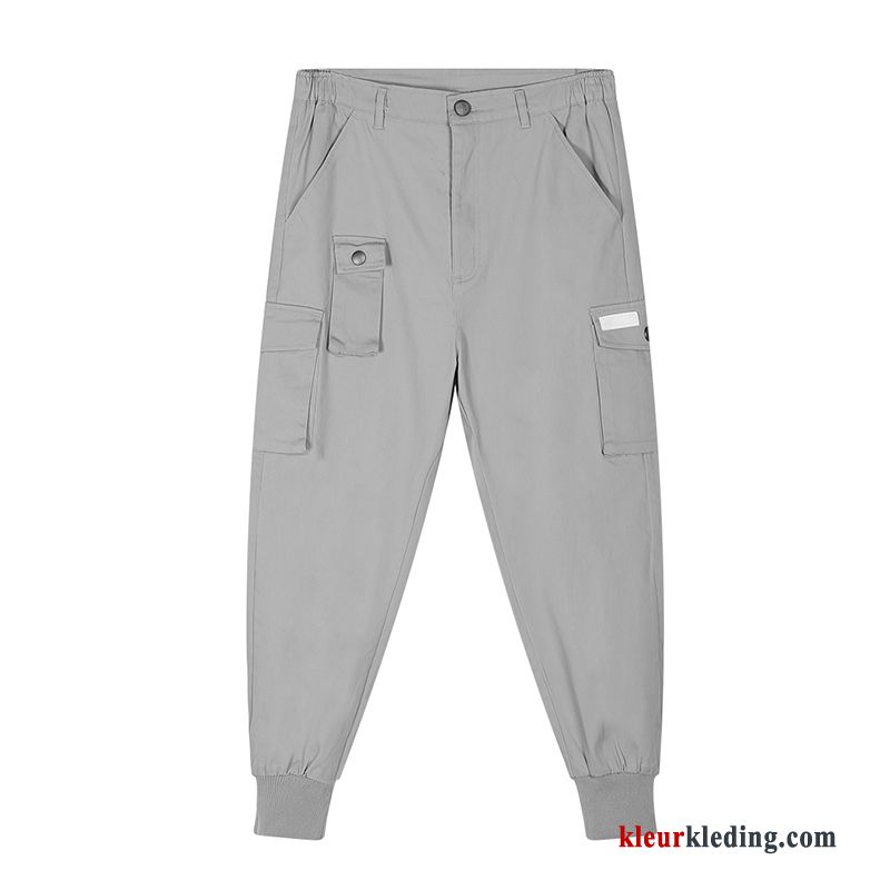 Cargo Broek Casual Broek Herfst Effen Kleur Heren 2018 Strak Grijs Nieuw